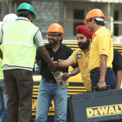 Still from Stanley Black and Decker video of contractors shaking hands